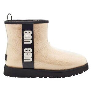 UGG Classic Clear Mini Faux Shearling Rain Boots in Clear Tan Size 8